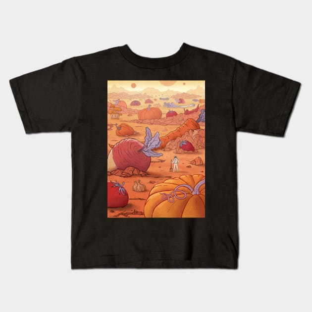 Farming on Mars Kids T-Shirt by Antoine Doré